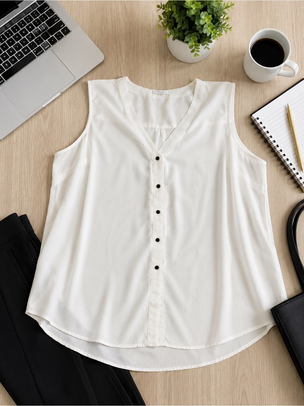 Maurices White Sleeveless Button-Front Tank